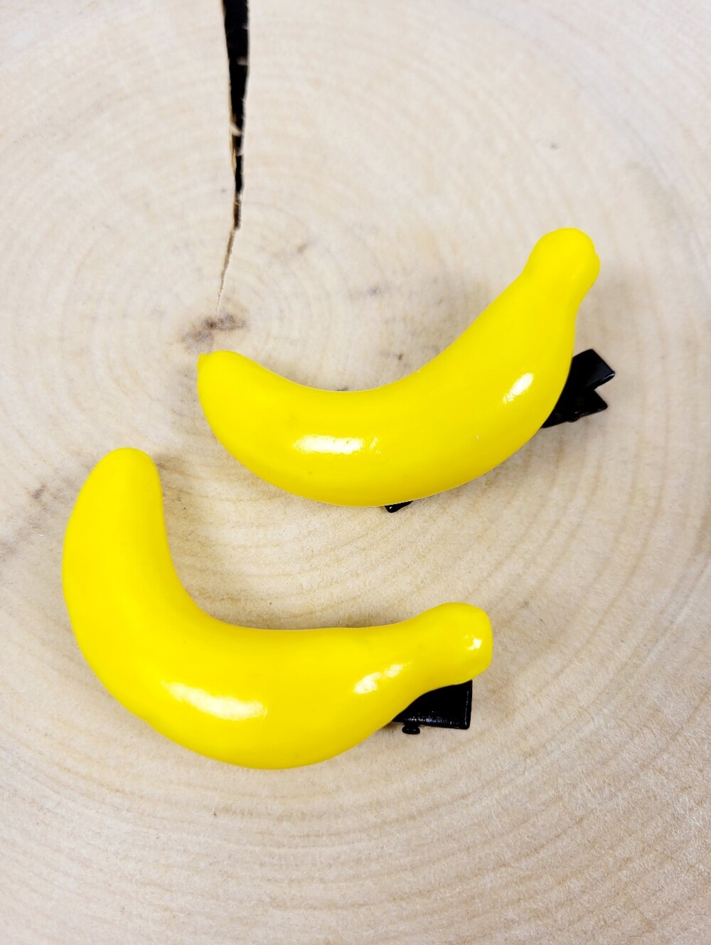Brand New Handmade 3D Fruit Yellow Banana Hair Clips 1 Pair
